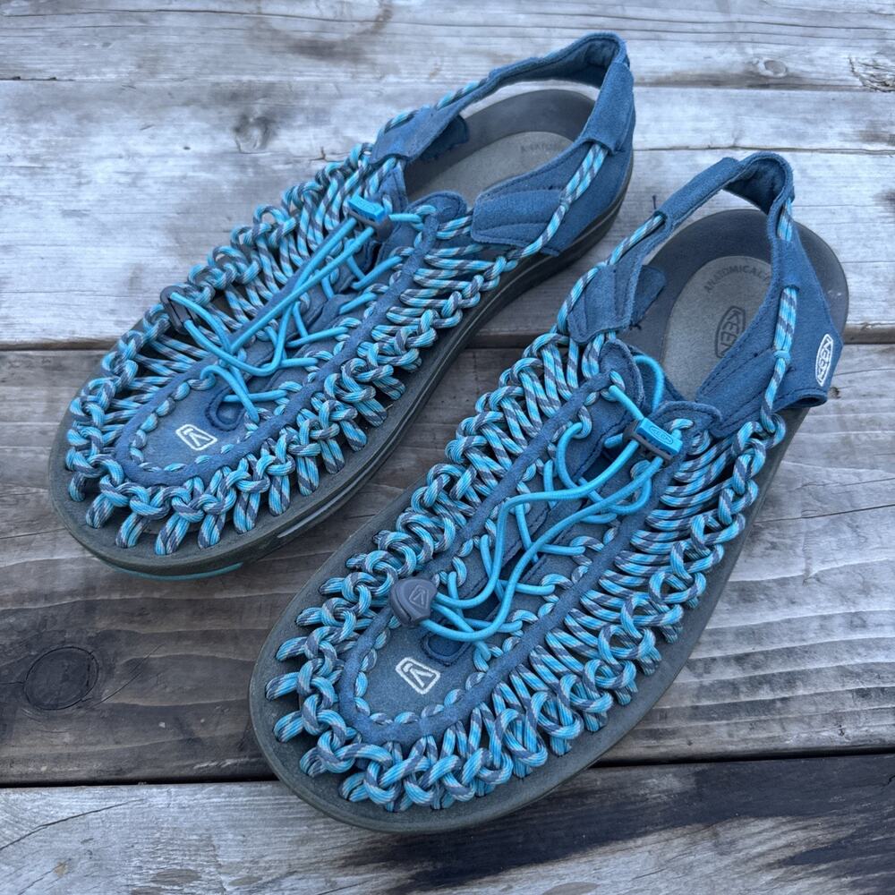 KEEN Uneek Mens Sandal Water Shoe Aqua Teal Blue Cord Strappy Size 12
